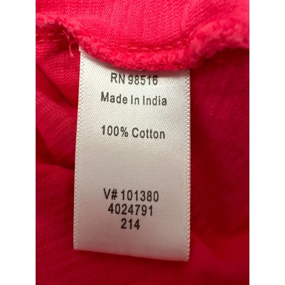 Coldwater Creek Womens V-Neck Tee All Cotton Size L Made In India Hot Pink - Picture 6 of 10